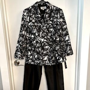 LeSuit printed faux wrap jacket and slack suit